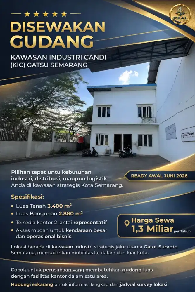 Gudang di sewakan kawasan industri candi Semarang SIAP usaha