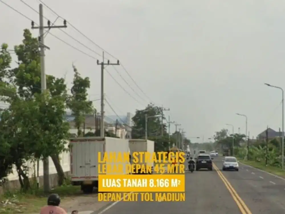 H// Tanah LD 45 mtr, depan Exit TOL Dumpil MADIUN, Lokasi Berkelas