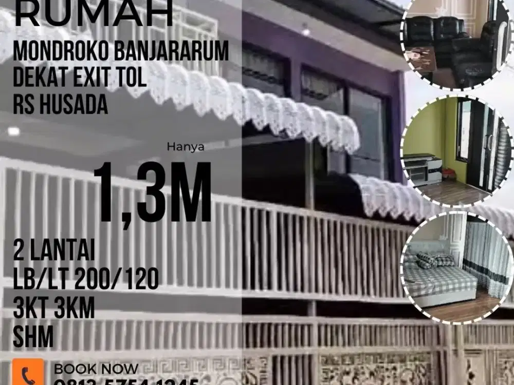 Rumah dijual mondroko Rs.Marsudi ExitTol Singosari 2Lt LB200 3KT 1,3M