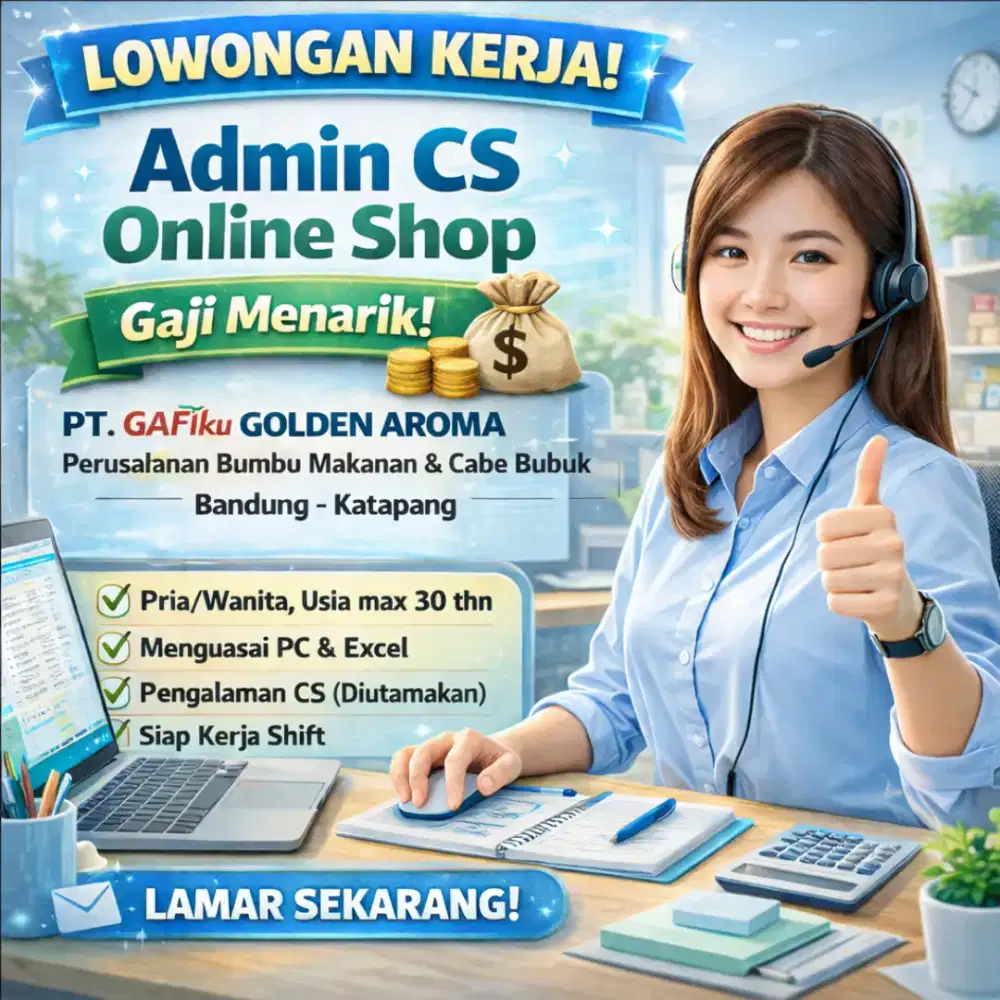 Admin Online Shop Wanita Pria Kantor Adm Toko Siap Kerja