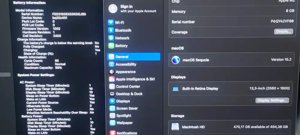 MacBook pro m2 8/512 bh 98 cc 95