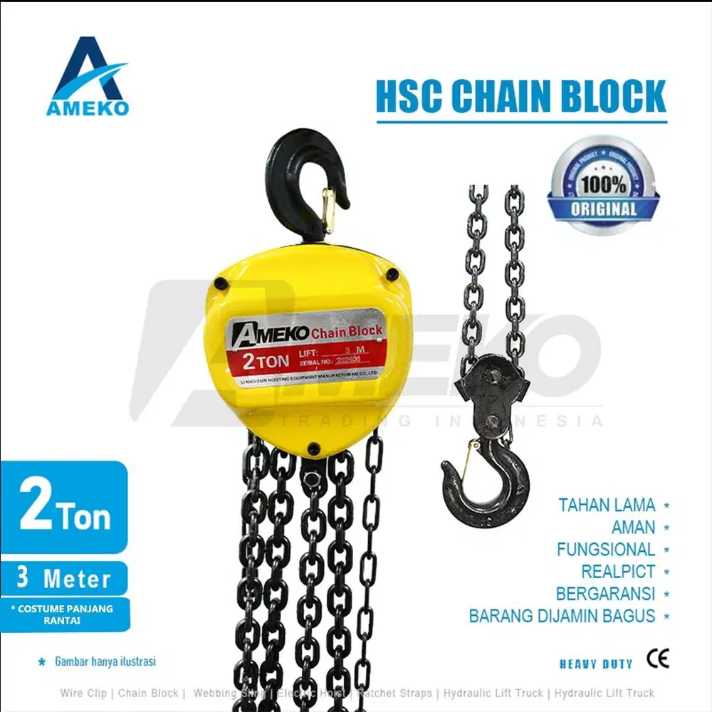 HSC CHAIN BLOCK LISENSI CHINA KAP 2 TON - AMEKO