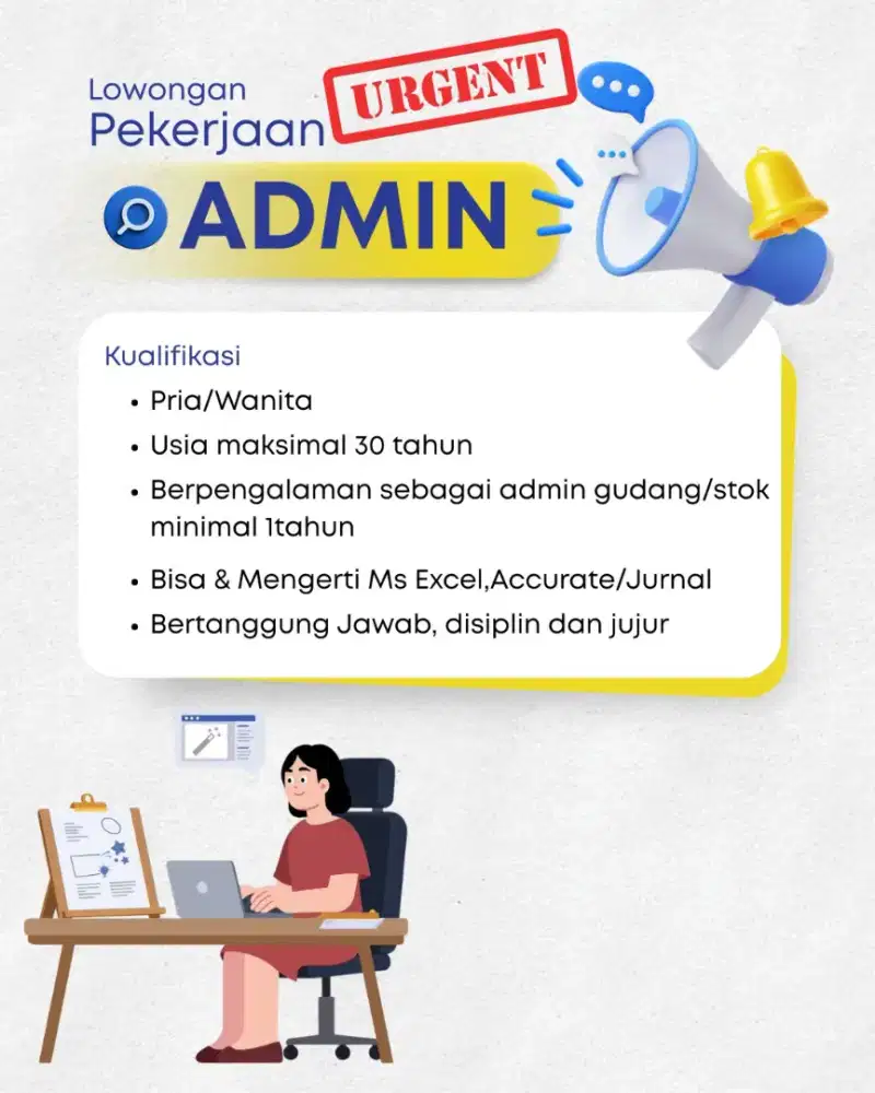 Dibutuhkan Segera Admin Gudang