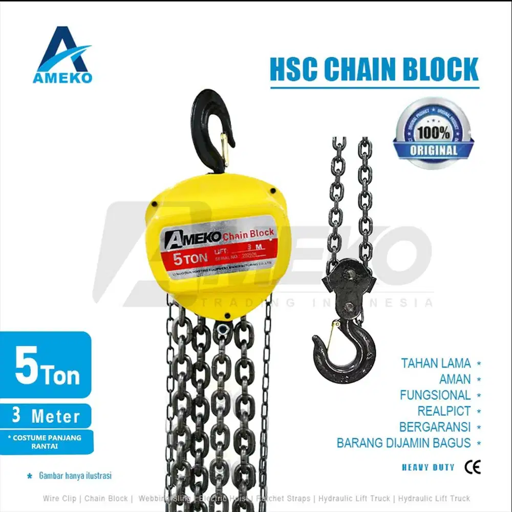 HSC CHAIN BLOCK LISENSI CHINA KAP 5 TON - AMEKO