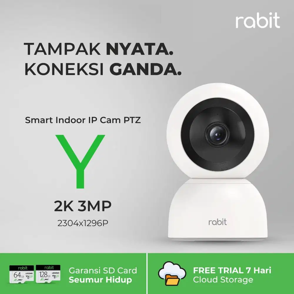 RABIT SMART IP CCTV WIFI CAMERA INDOOR PTZ Y 2K 3 MP AI AUTO TRACKING