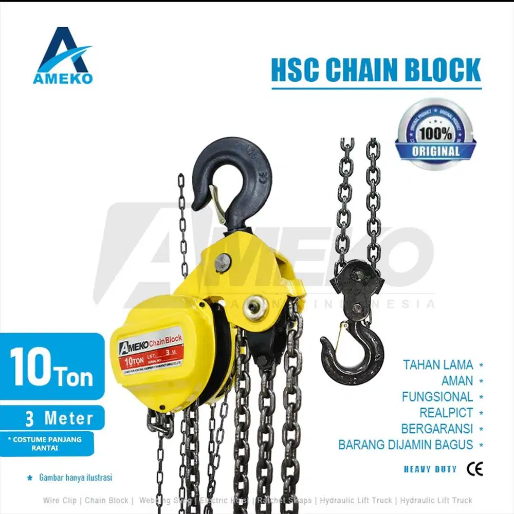 HSC CHAIN BLOCK LISENSI CHINA KAP 10 TON - AMEKO