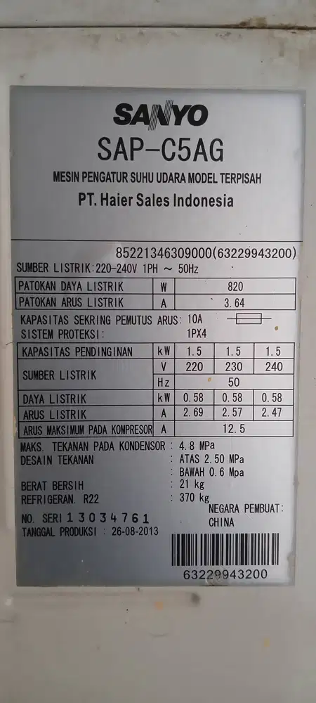 Outdoor AC Sony ¾ pk