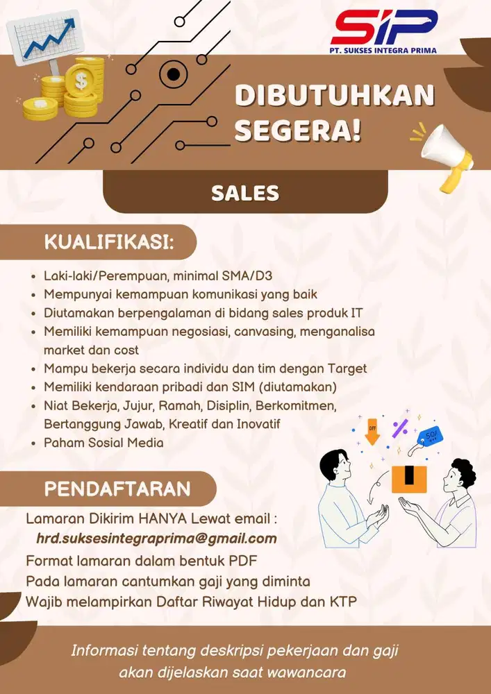 Dibutuhkan Sales IT