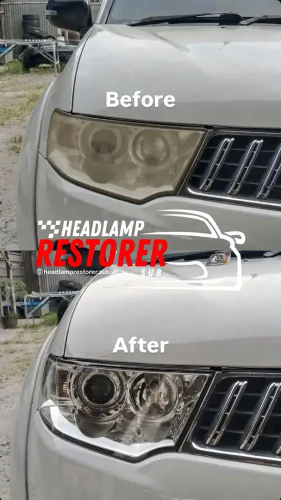Cuci lampu mobil, headlamp berkerak dan kusam