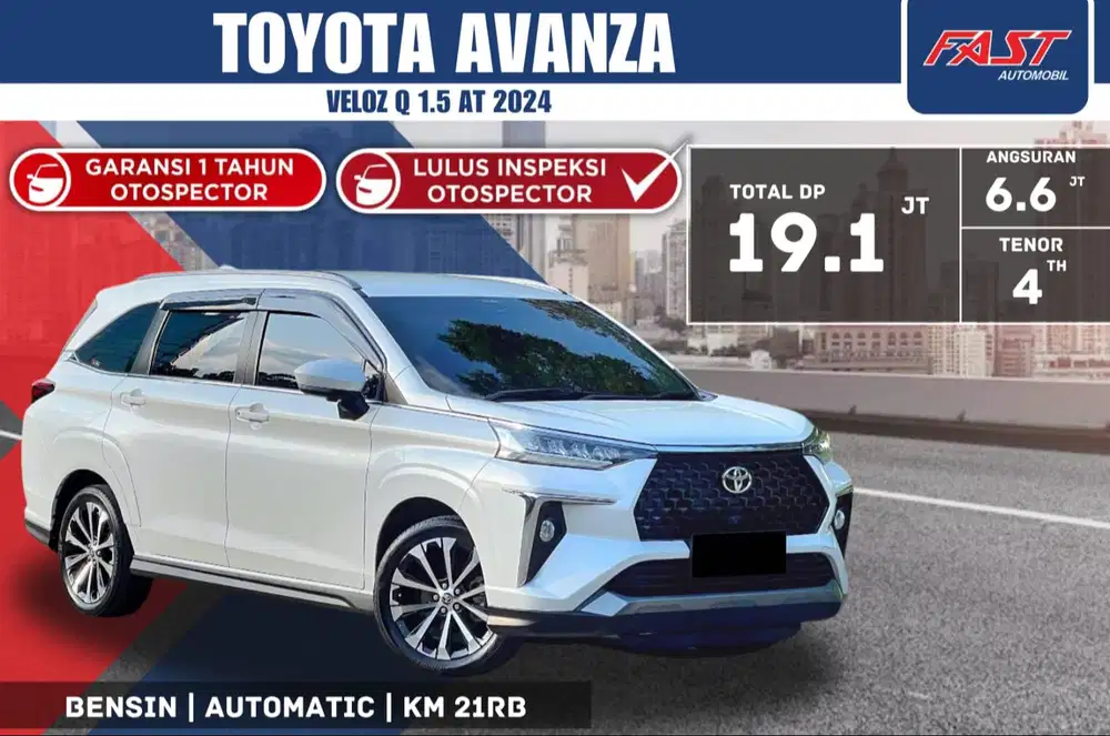 TOYOTA AVANZA VELOZ Q 2024 1.5 AT LOW KM.21RB & PAJAK PANJANG