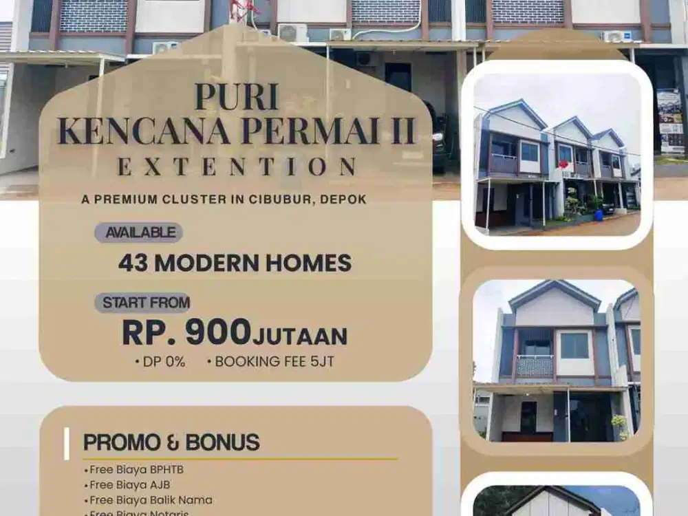 Dijual Rumah Ready Stock 4 Kamar Tidur Lokasi Strategis Dekat Tol Cibubur dan Lrt, Fasilitas lengkap + Jogging Track Free Biaya2 dan Bonus2 Bombastis