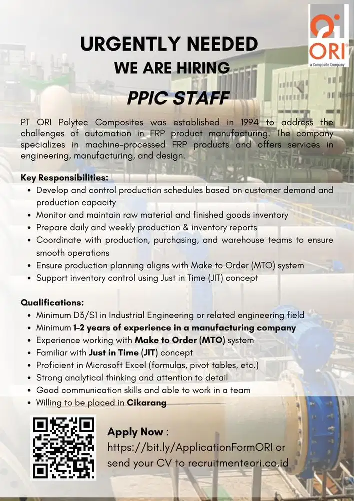 Staff PPIC (Placement Cikarang Selatan)