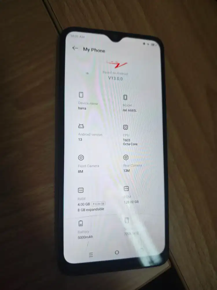 Itel a70 hitam ada retak di layar sesuai foto
