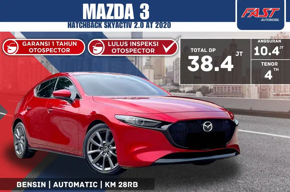MAZDA 3 2020 HATCHBACK SUNROOF LOW KM.28RB & PAJAK PANJANG#F7ST