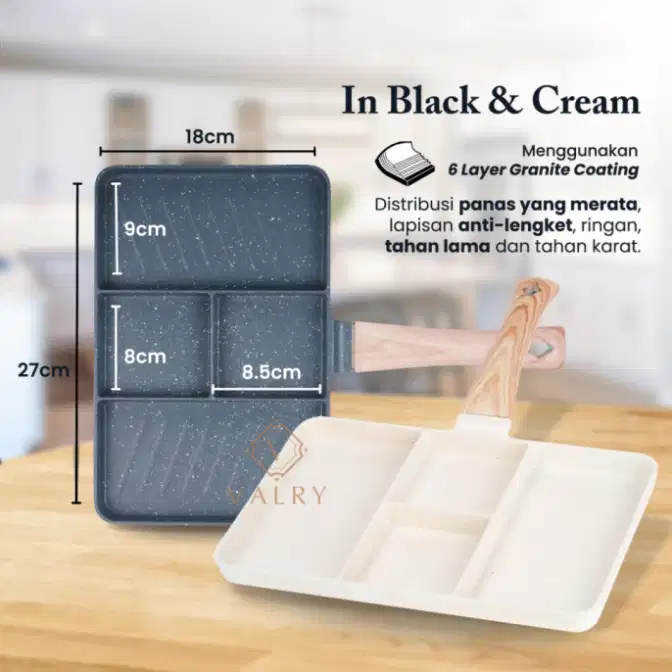 Steak Pan Valry Grill Pan Anti Lengket Marble Teflon Semua Kompor 27cm