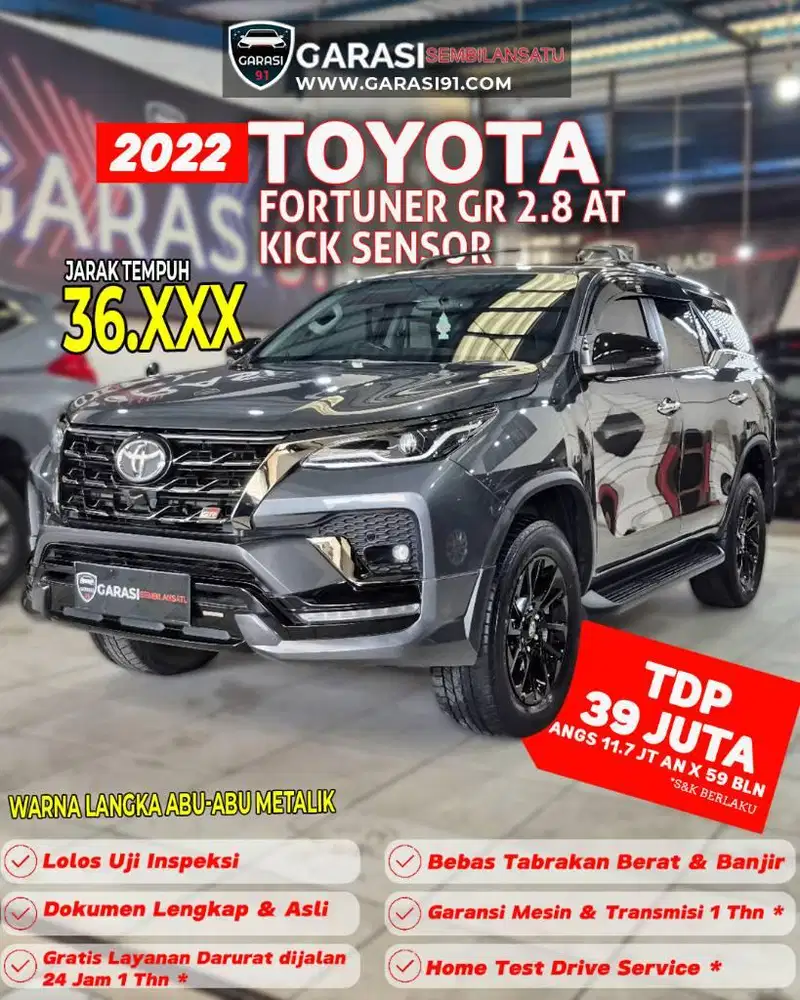 [KM 36 RB] FORTUNER VRZ 2.8 GR AT 2022 KICK SENSOR ,360° KAMERA