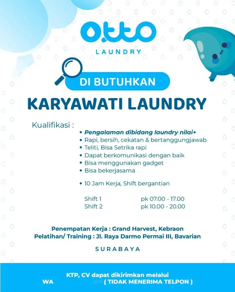 DIBUTUHKAN KARYAWATI LAUNDRY