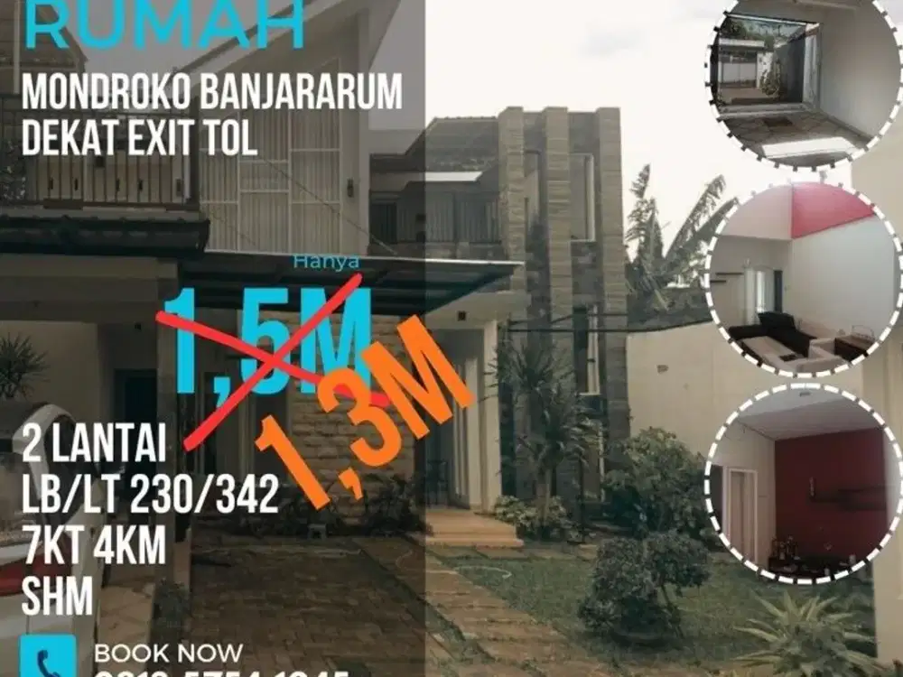 Rumah dijual banjararum mondroko singosari Lt342 Lb230 6KT ButuhUang 1,3M