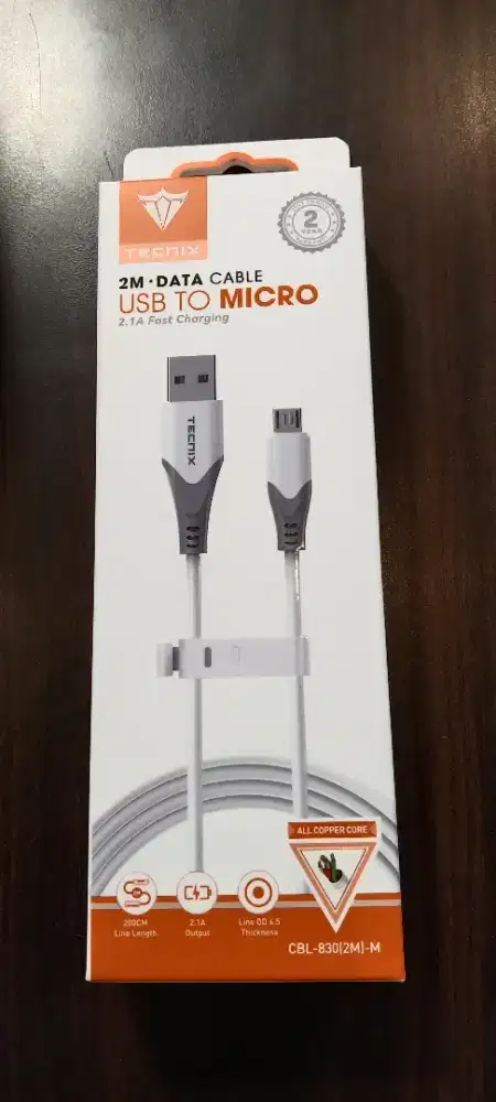 Tecnix CBL-830 C ( 2M ) 2.1A Fast Charging Micro USB Cable