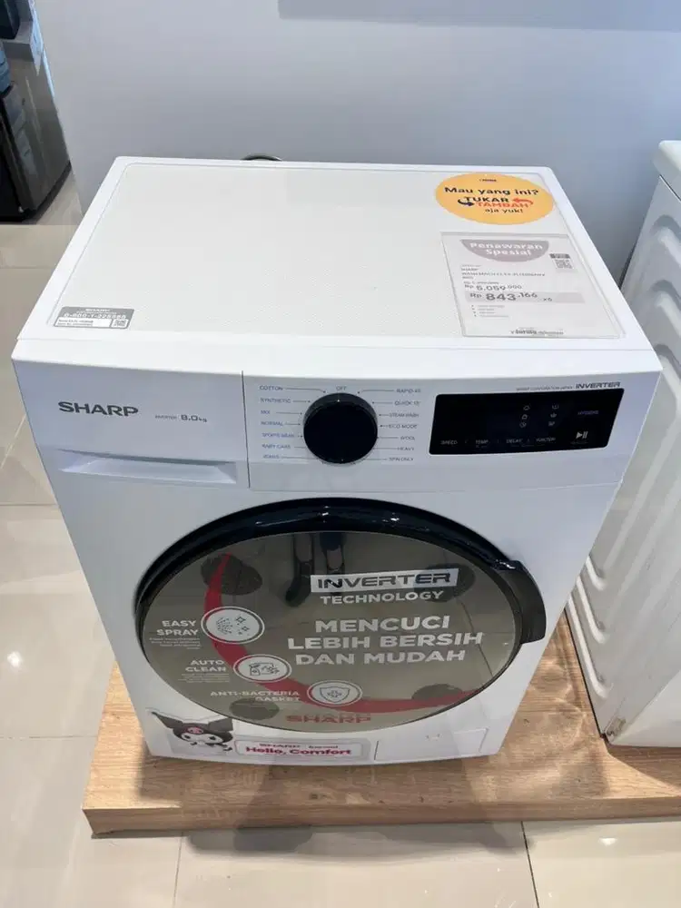 MESIN CUCI SHARP 8KG FRONT LOADING ES-FL1480MWK