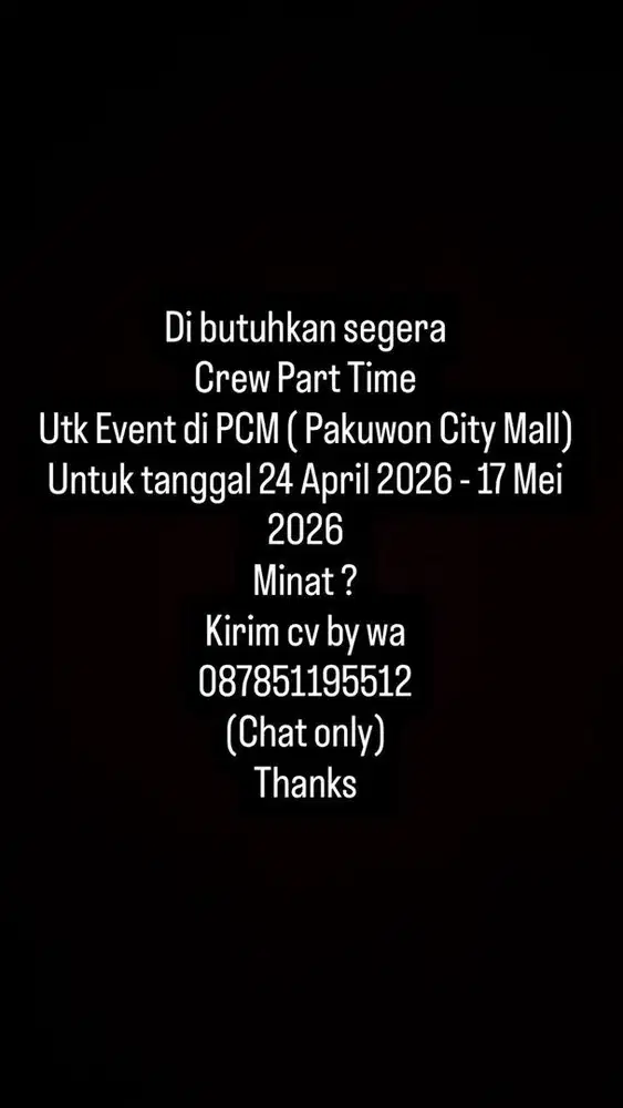 Part Timer Crew Mixue Event Market Surabaya Timur