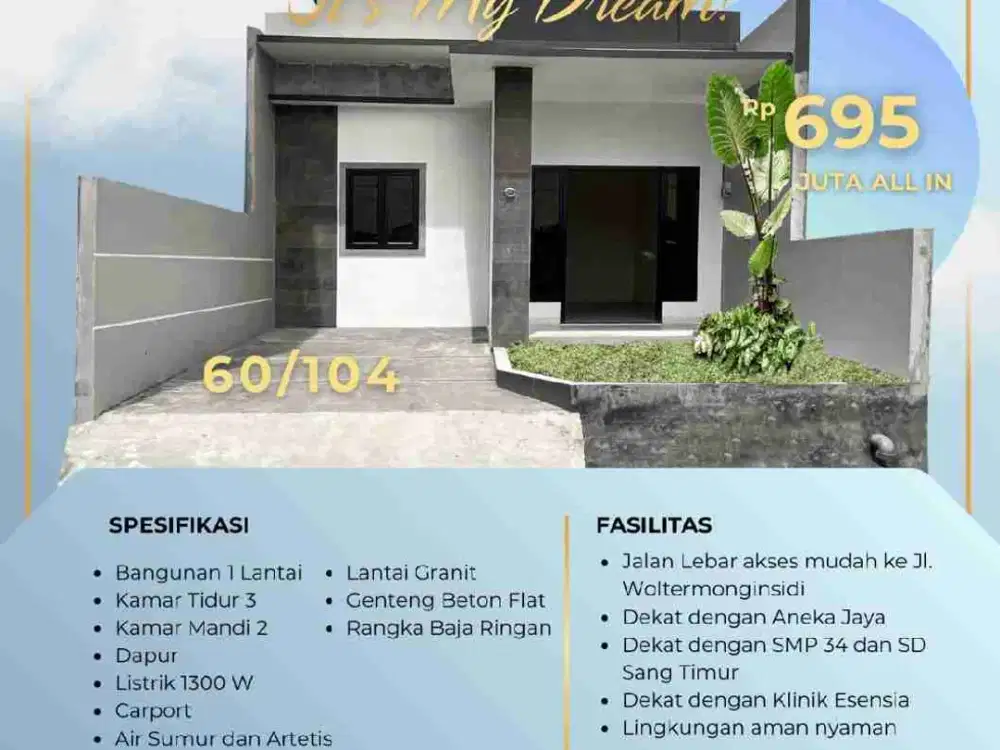 rumah 5 menit ke Poltekkes gizi wolter monginsidi Semarang timur