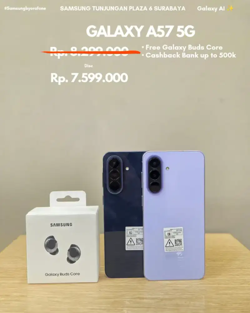 Samsung Galaxy A57 5G free Buds core
