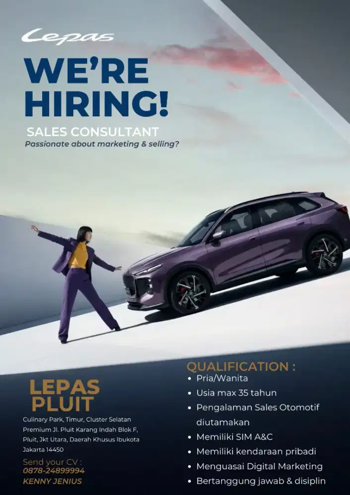 Lowongan Sales Executive Otomotif Brand Lepas Pluit (Chery Group)