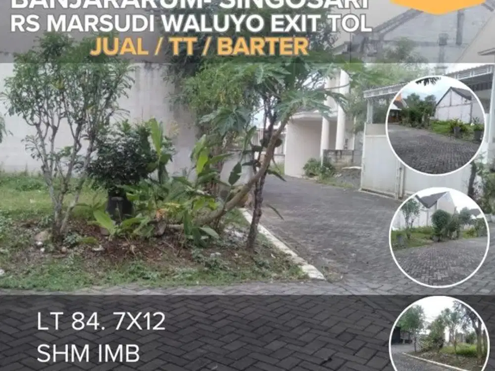 Tanah dijual mondroko singosari banjararum Lt84 Rs.Marsudi ExitTol 250jt