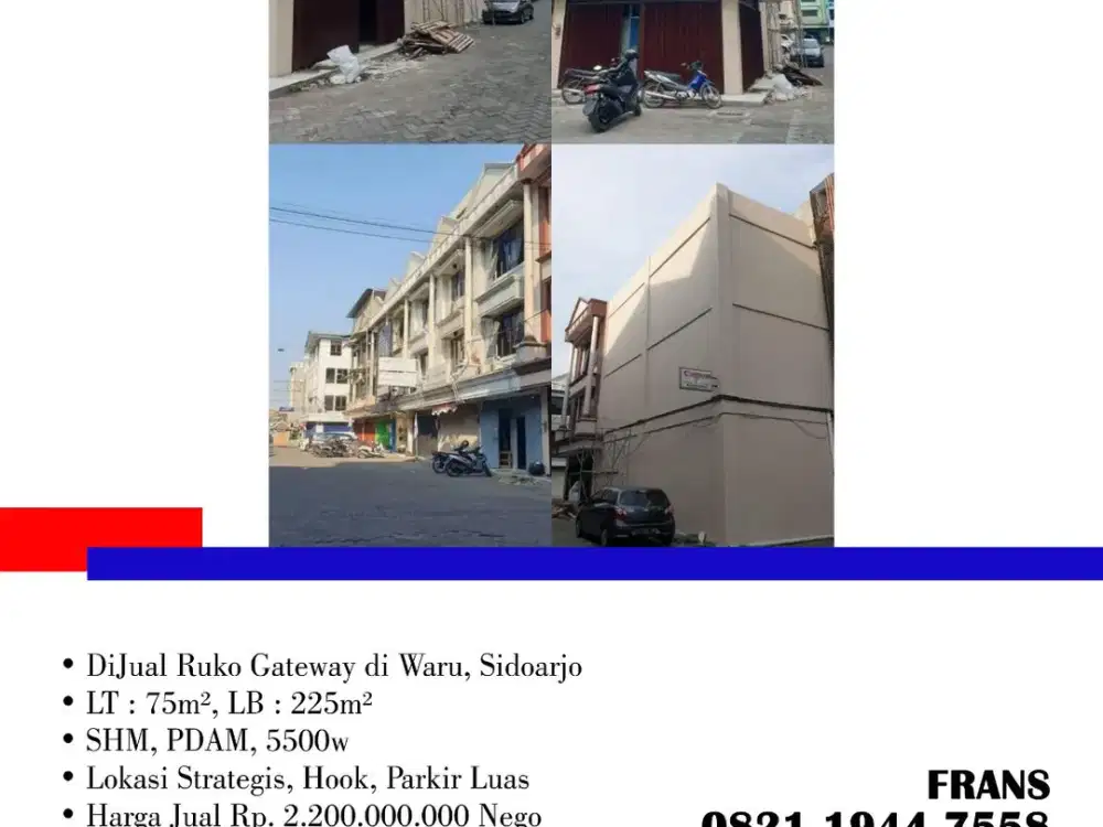 DiJual Ruko Gateway di Waru, Sidoarjo