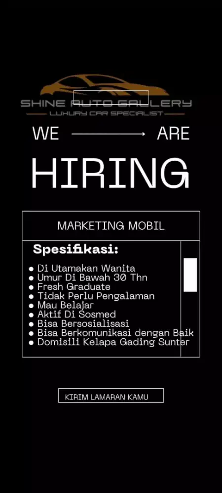 LOWONGAN KERJA MARKETING MOBIL