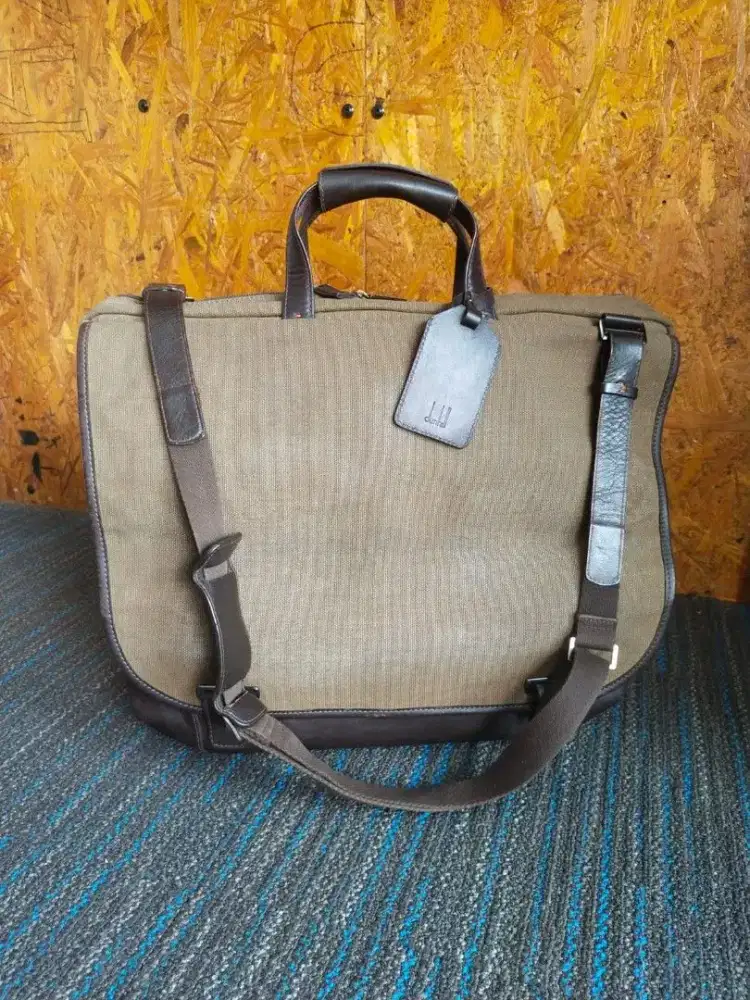 Dunhill canvas leather brief bag tas second original