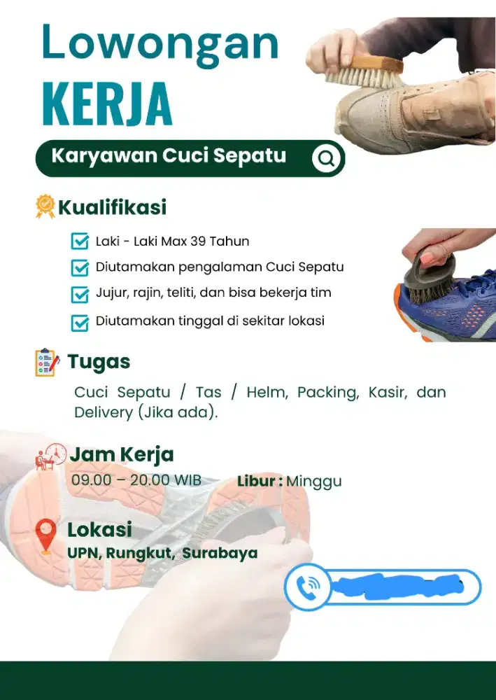 Lowongan Karyawan Cuci Sepatu