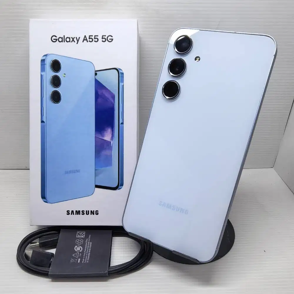 LIKE NEW SAMSUNG GALAXY A55 5G 8/256 ICE BLUE FULLSET SEIN RESMI MULUS