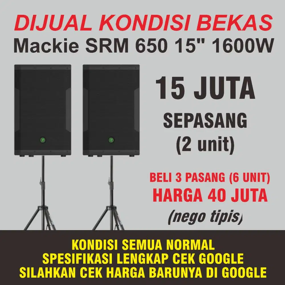 Speaker Aktif Mackie SRM650 15 Bekas Kondisi Normal
