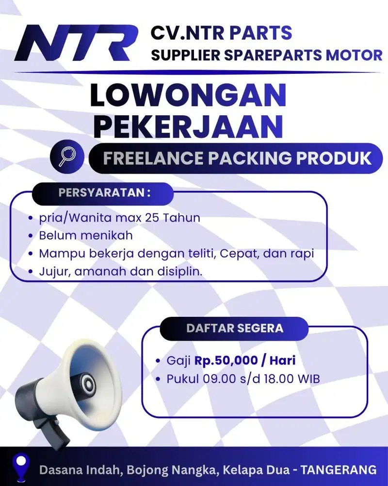 Freelance harian gaji Rp.50.000