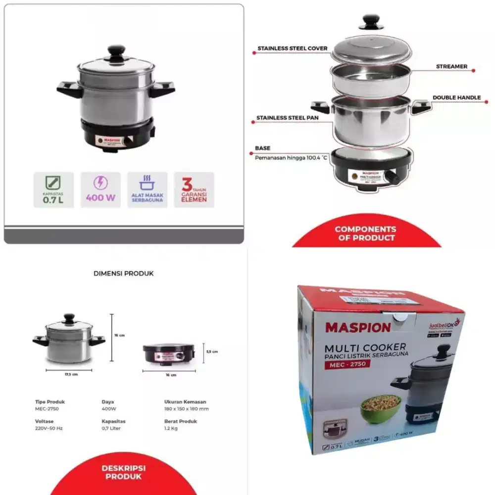 Multi cooker maspion MEC-2750 panci listrik serba guna