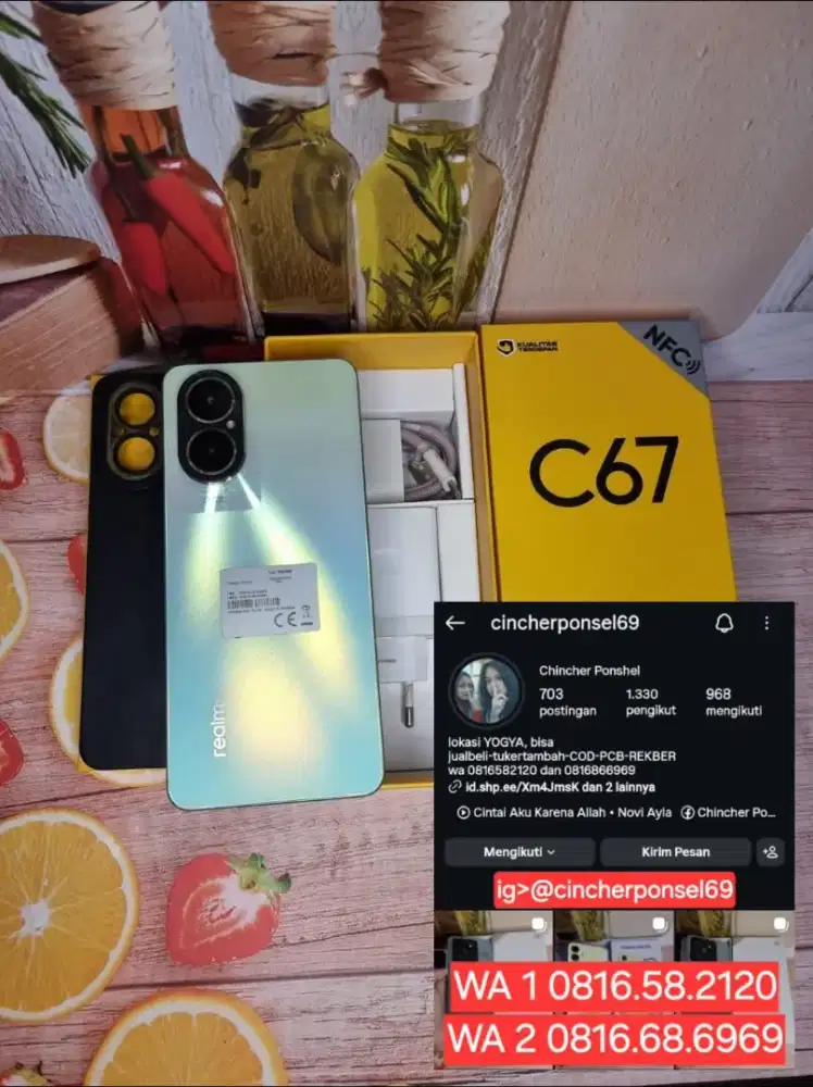 Jual HP Realme C67 ram 8gb sudah nfc istimewa likenew