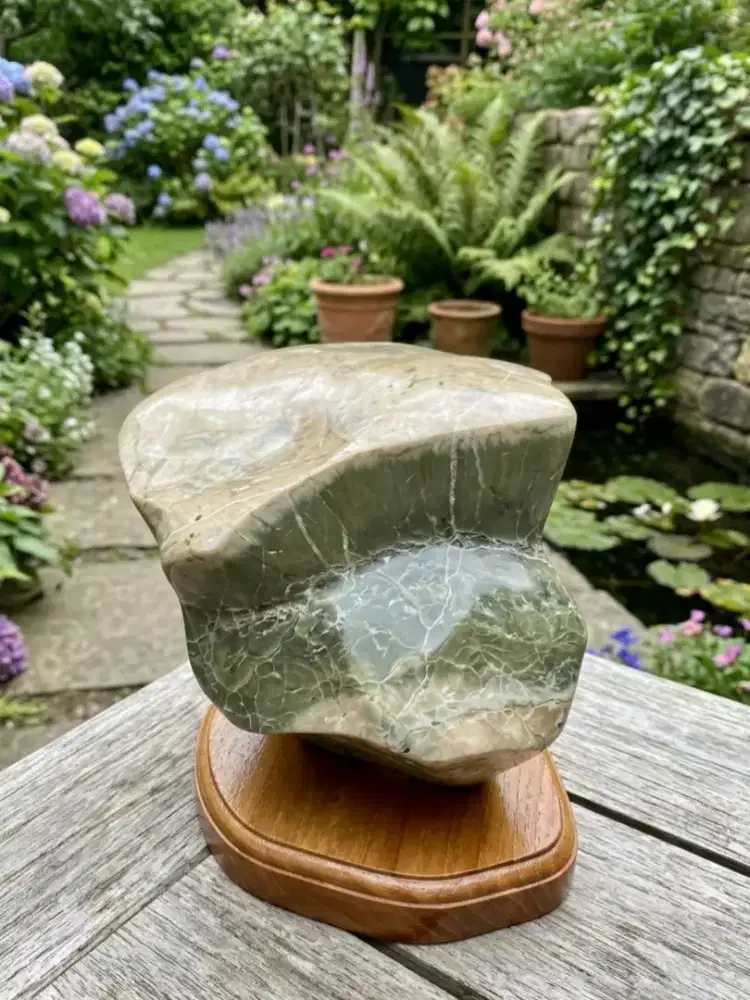 Pajangan F@sil Kayu Hijau Cristal (Giok Pasir Rakit) ±6Kg