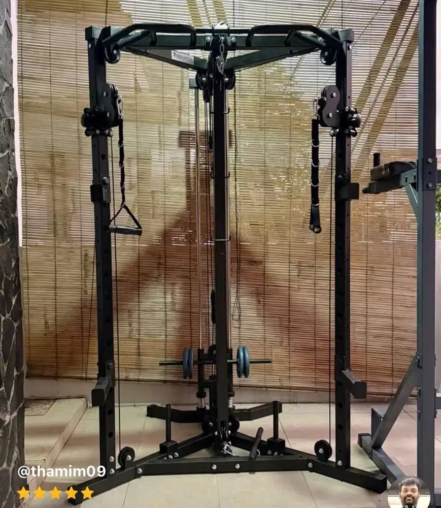 Squat rack dual cable crossover home gym chest fly