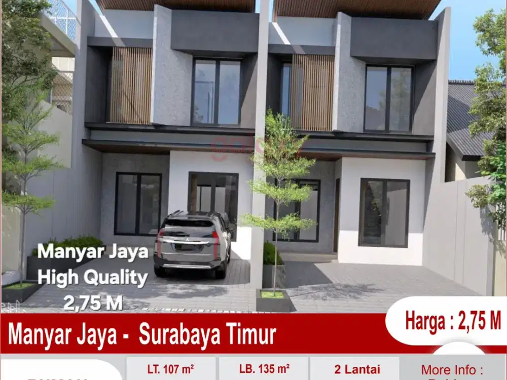 Rumah Baru 2 Lantai Daerah Manyar Jaya Surabaya