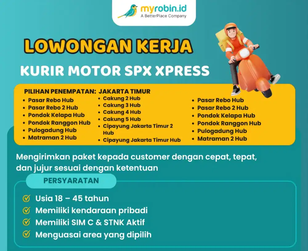 Kurir Motor shopee express Jabodetabek