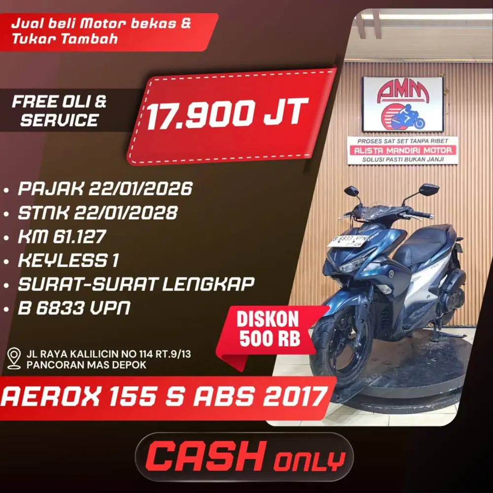 AEROX 155 S ABS 2017 CASH ONLY KREDIVO ALLOBANK SPAYLATER CC 0% ALIST