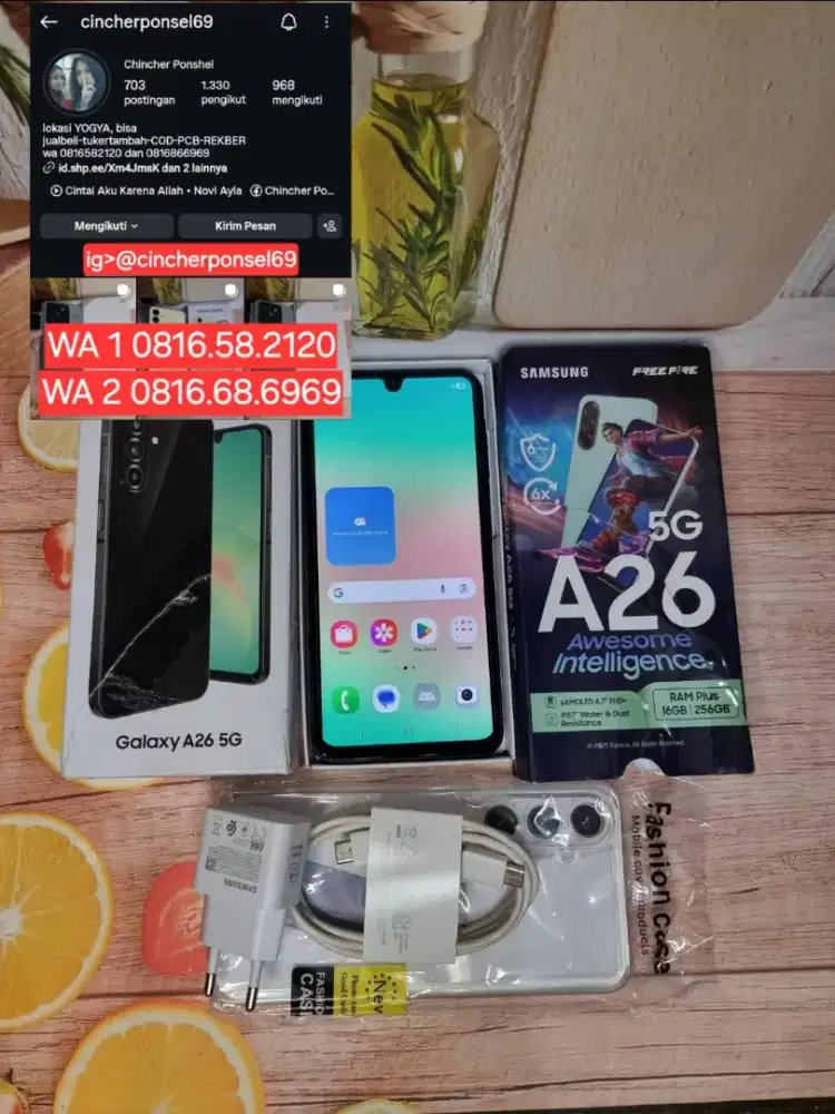 hp belum sebulan samsung A26 5g 8/256 likenew istimewa free ADAPTOR