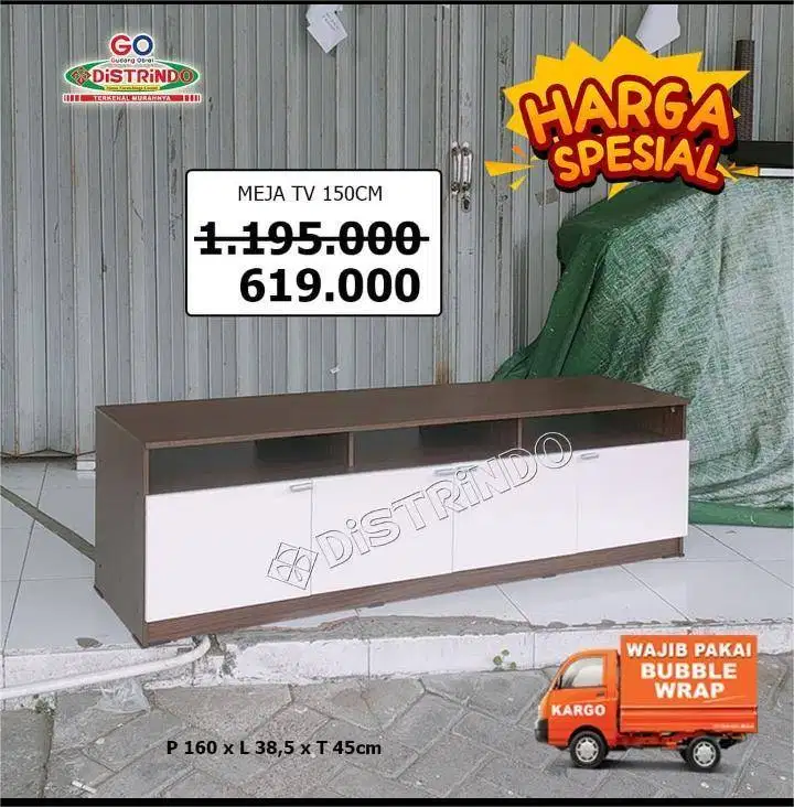 Meja TV / RAK TV Minimalis 160cm ORI TEBAL Kualitas MEWAH ELEGAN