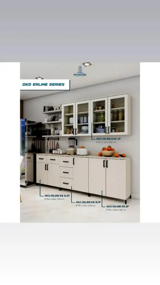 Lemari Dapur Besi Olymsteel OKD Erline KB Series murah Jogja (Ars)