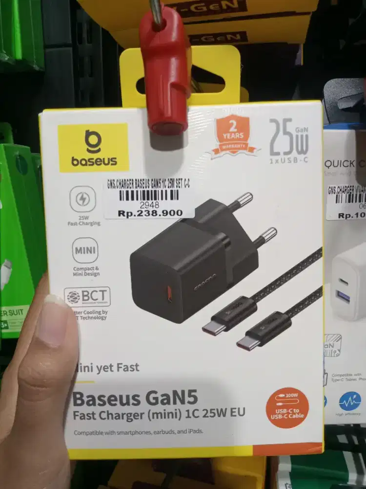 CHARGER BASEUS GAN5 1C 25W SET C-C| ATLANTIS DAHSYAT