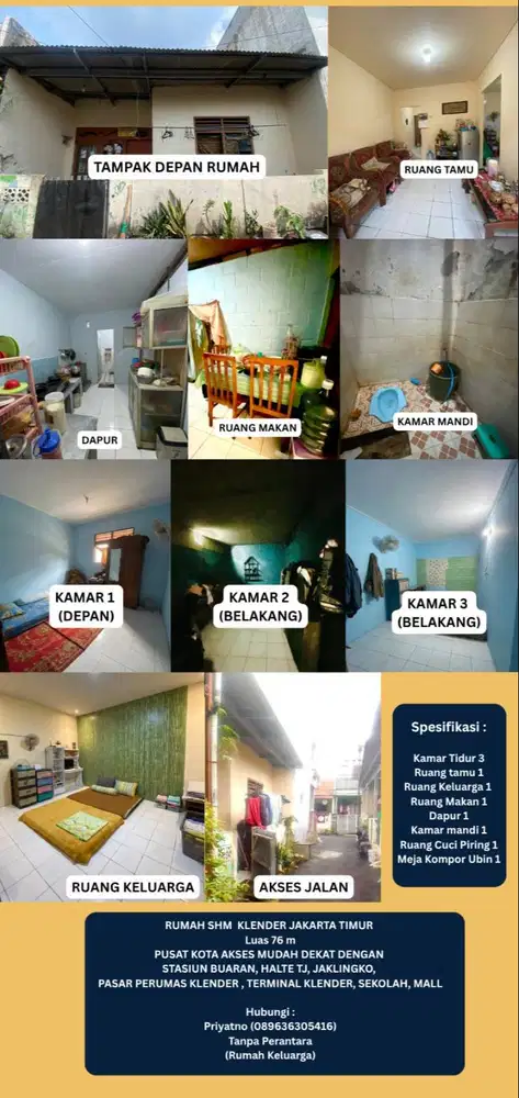 RUMAH SHM PERUMNAS KLENDER DUREN SAWIT JAKARTA TIMUR
