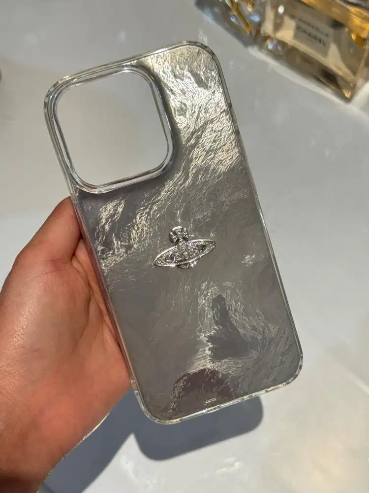 Case iPhone 15 Pro Clear Glitter Luxury Logo Aesthetic