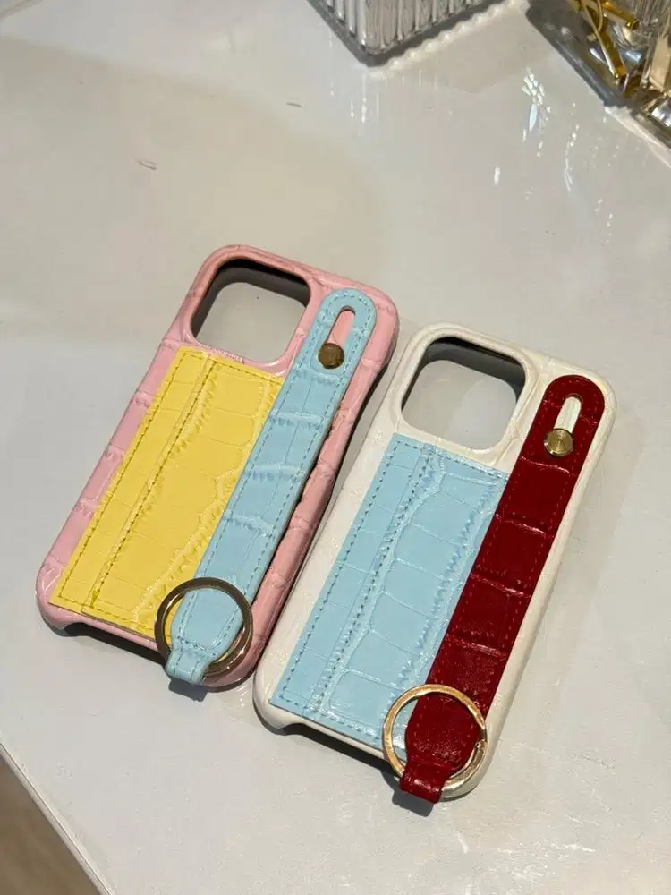 Bundle 2 Case iPhone 15 Pro Strap Card Holder Aesthetic Kulit